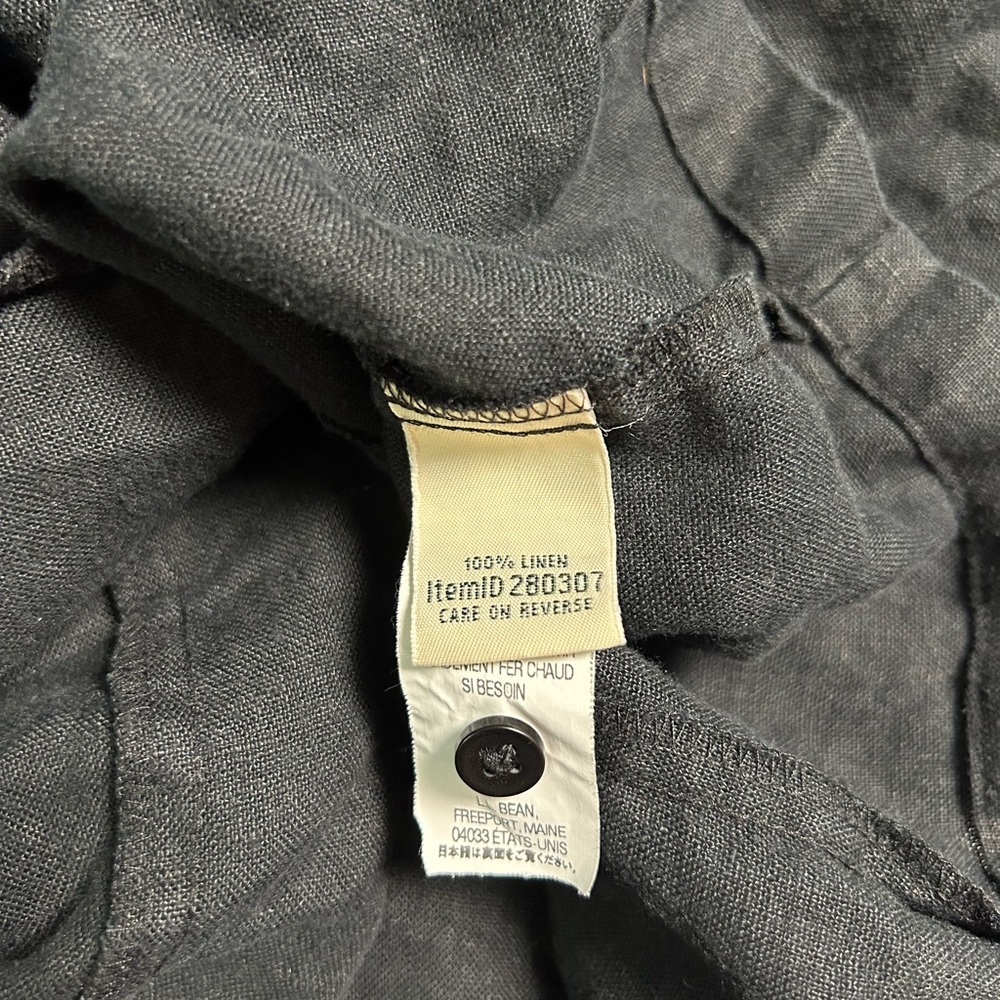LL BEAN 100% Linen Black Pintuck Sleeveless Button Dress, Size 16 - Picture 5 of 6